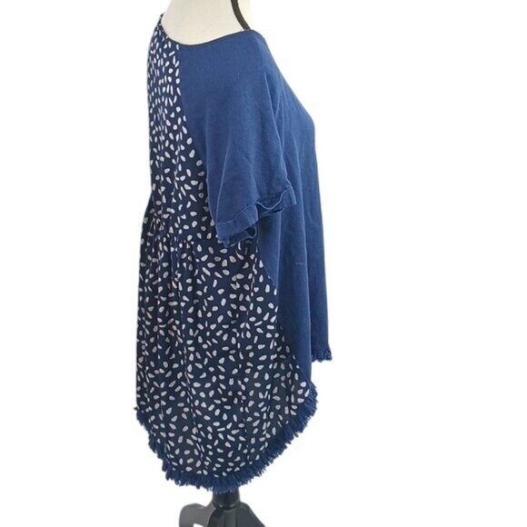 Umgee Linen Blouse Womens Size L Relaxed Hi/Low Flowy Short Sleeve - Picture 4 of 9